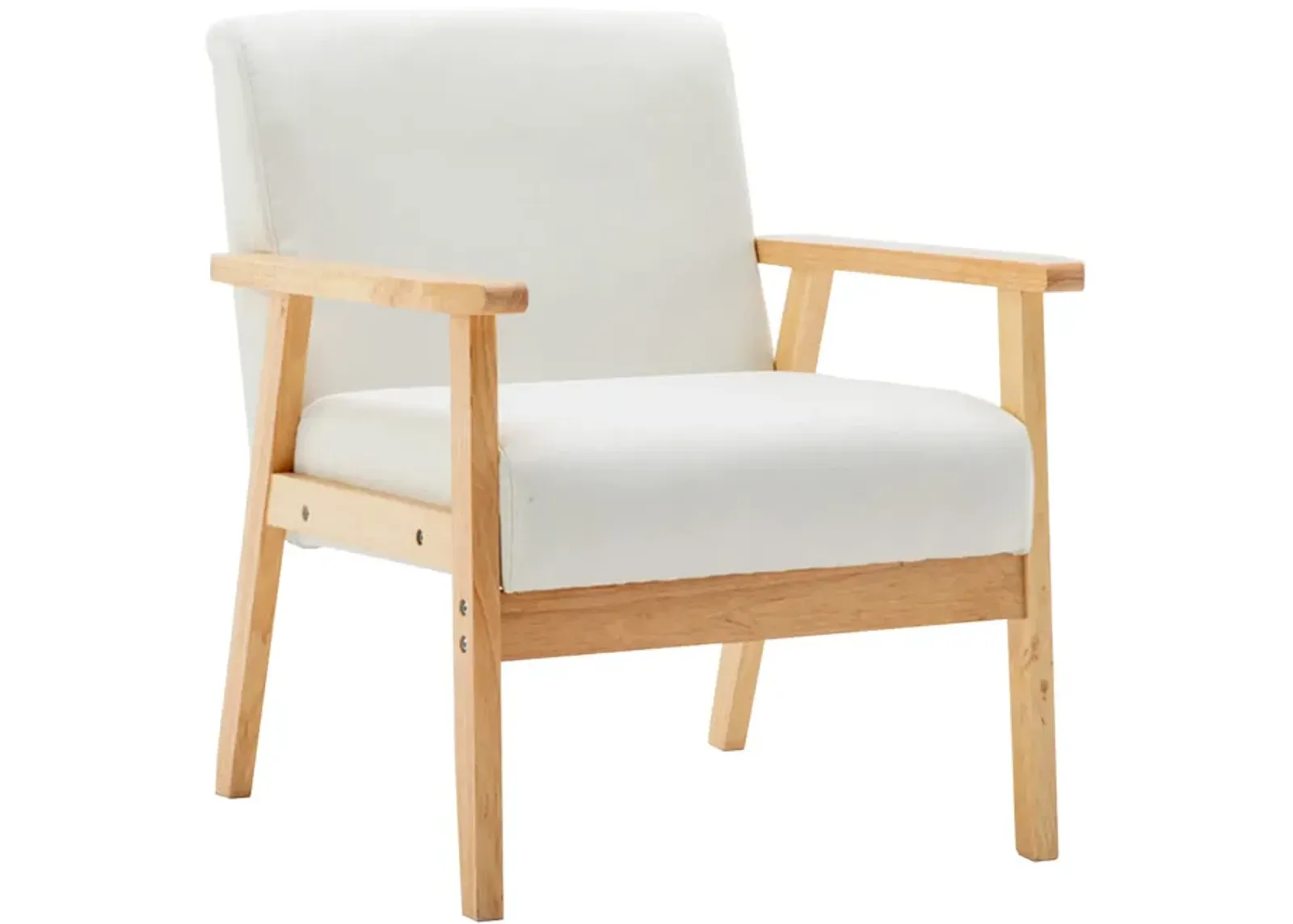 Colin 26 Inch Modern Chair, Padded Cushions, Wood Arms and Legs, Beige-Benzara