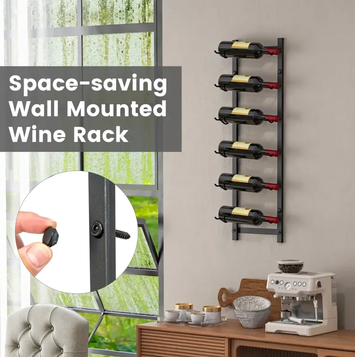 Rust proof Wall Mounted Wine Rack for 6/9/12 Bottles