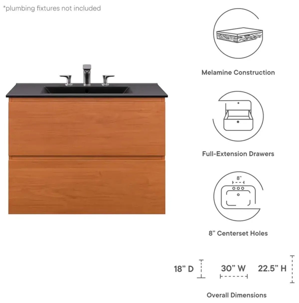 Scenic 30" Wall-Mount Bathroom Vanity