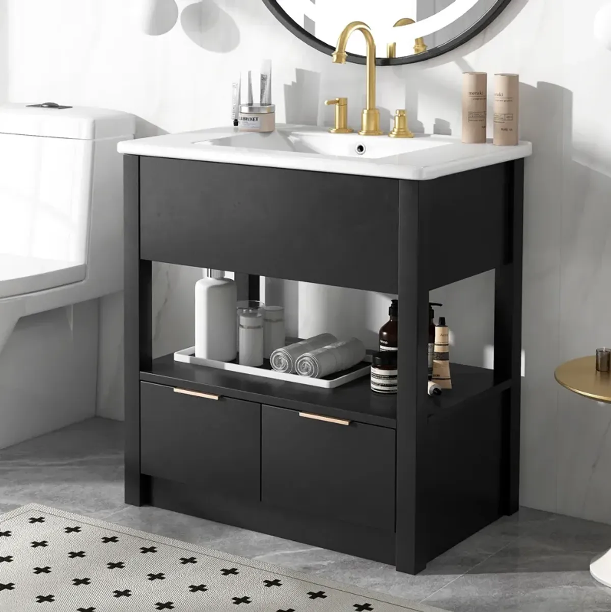 Merax Bathroom Vanity with Sink Top and Two Drawers