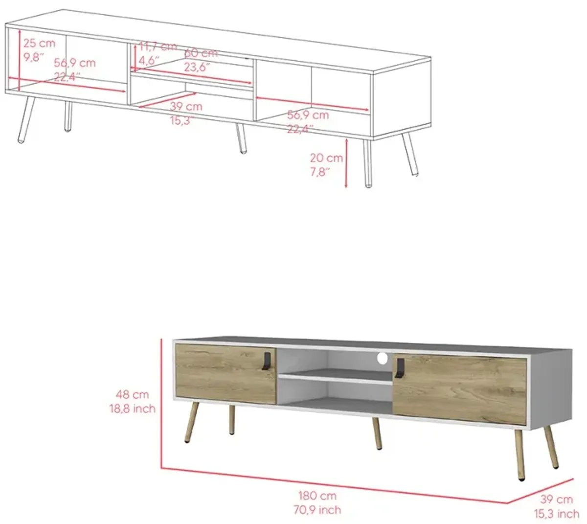 Tv Stand A Magness, Living Room, White / Macadamia