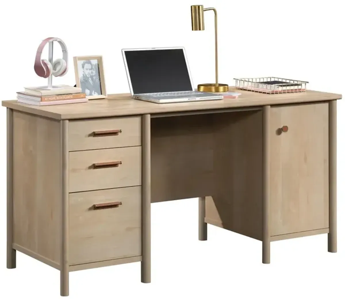 Sauder Whitaker Point 60 Desk  Natural Maple