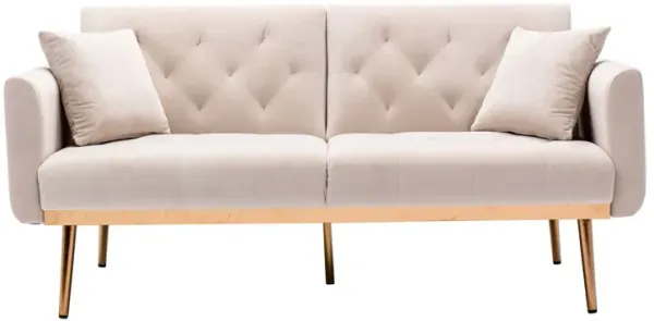 Velvet Accent Sofa with Rose Gold Metal Feet