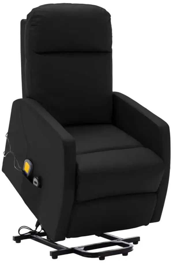 Power Lift Massage Recliner Black Faux Leather