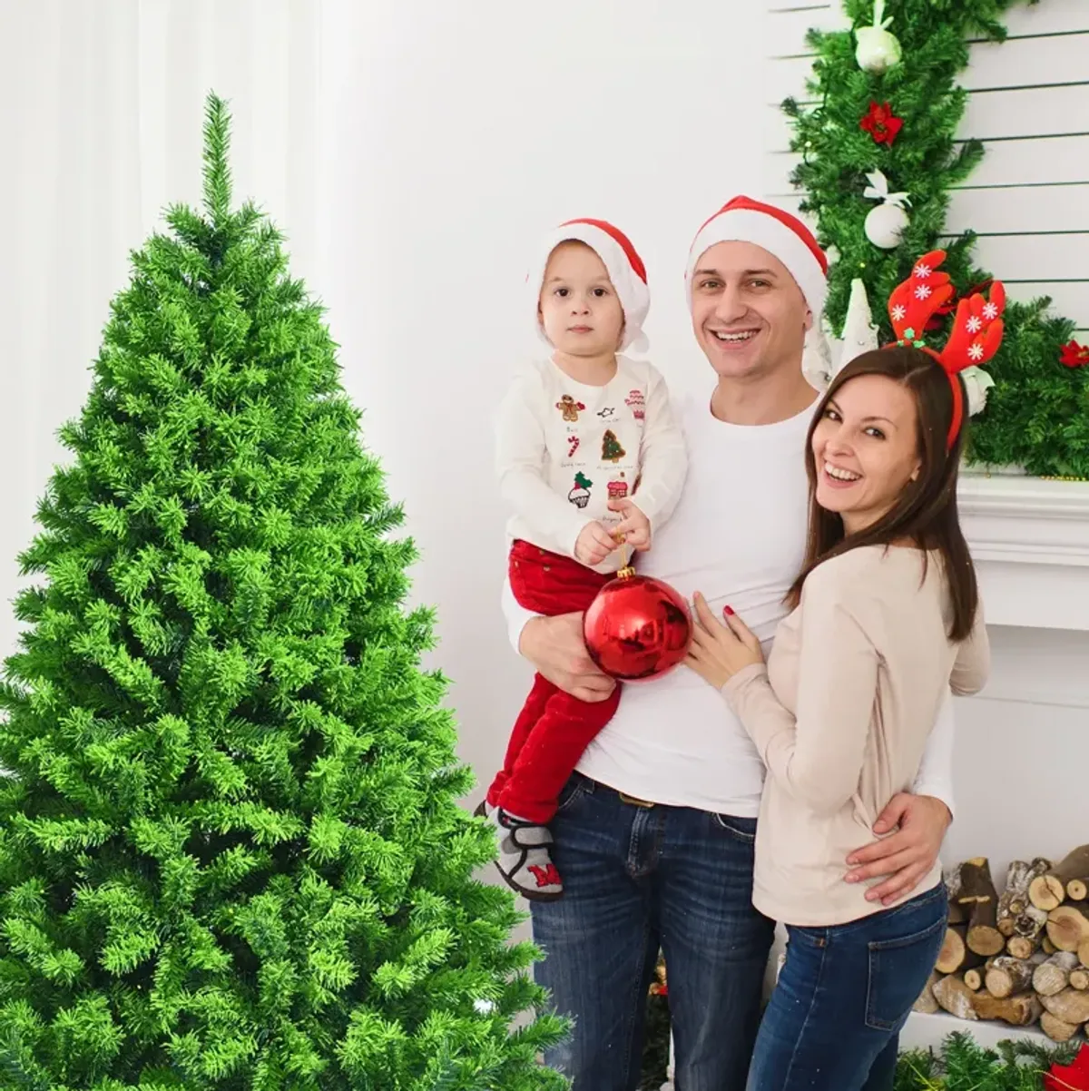 Snow Flocked Artificial Christmas Tree with Metal Stand