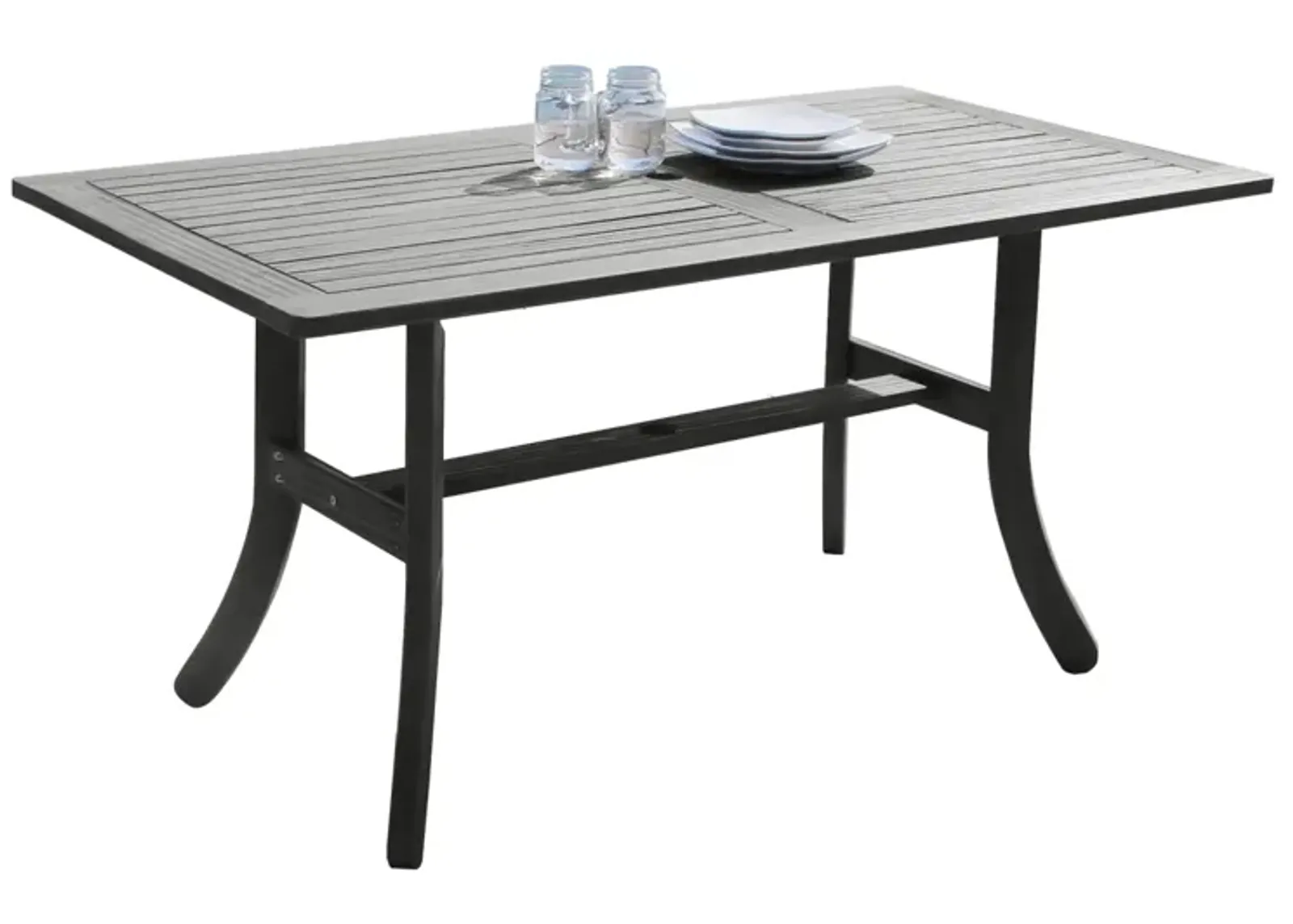 Renaissance Outdoor Patio Hand-Scraped Wood Rectangular Dining Table With Curvy Legs