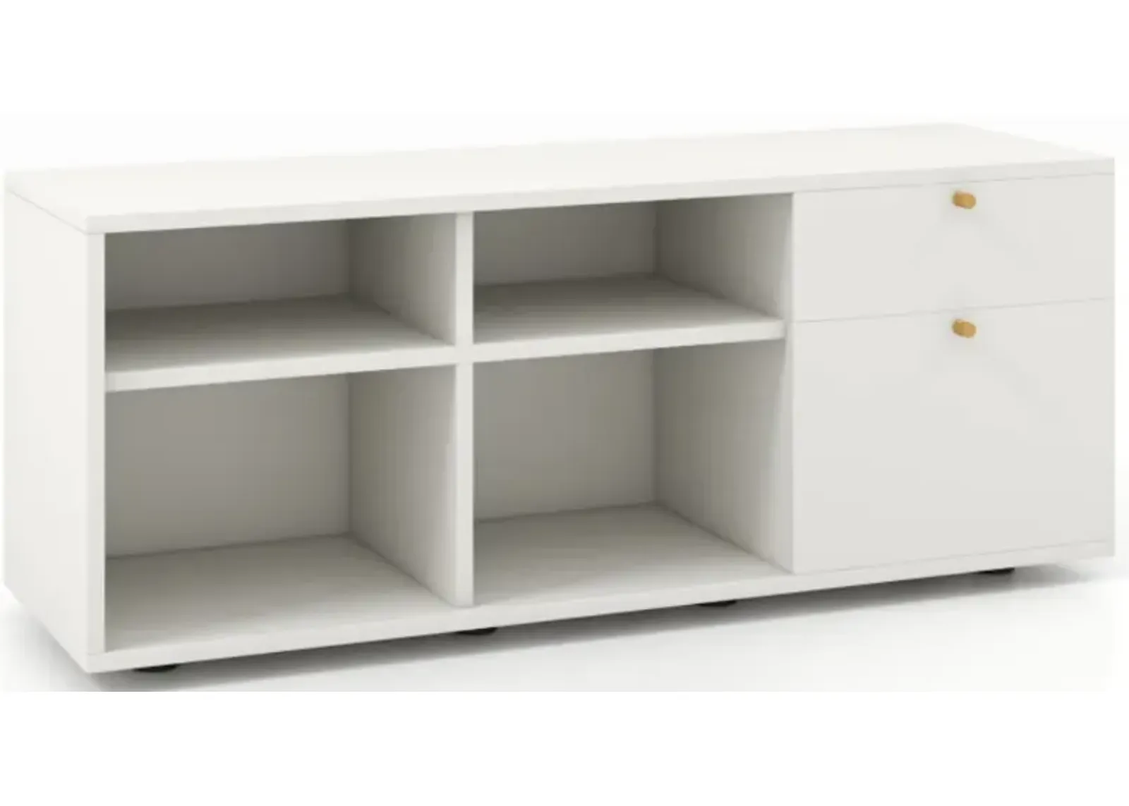 Storage Cabinet TV Console Cabinet with 2 Drawers and 4 Cubes for Entryway-White