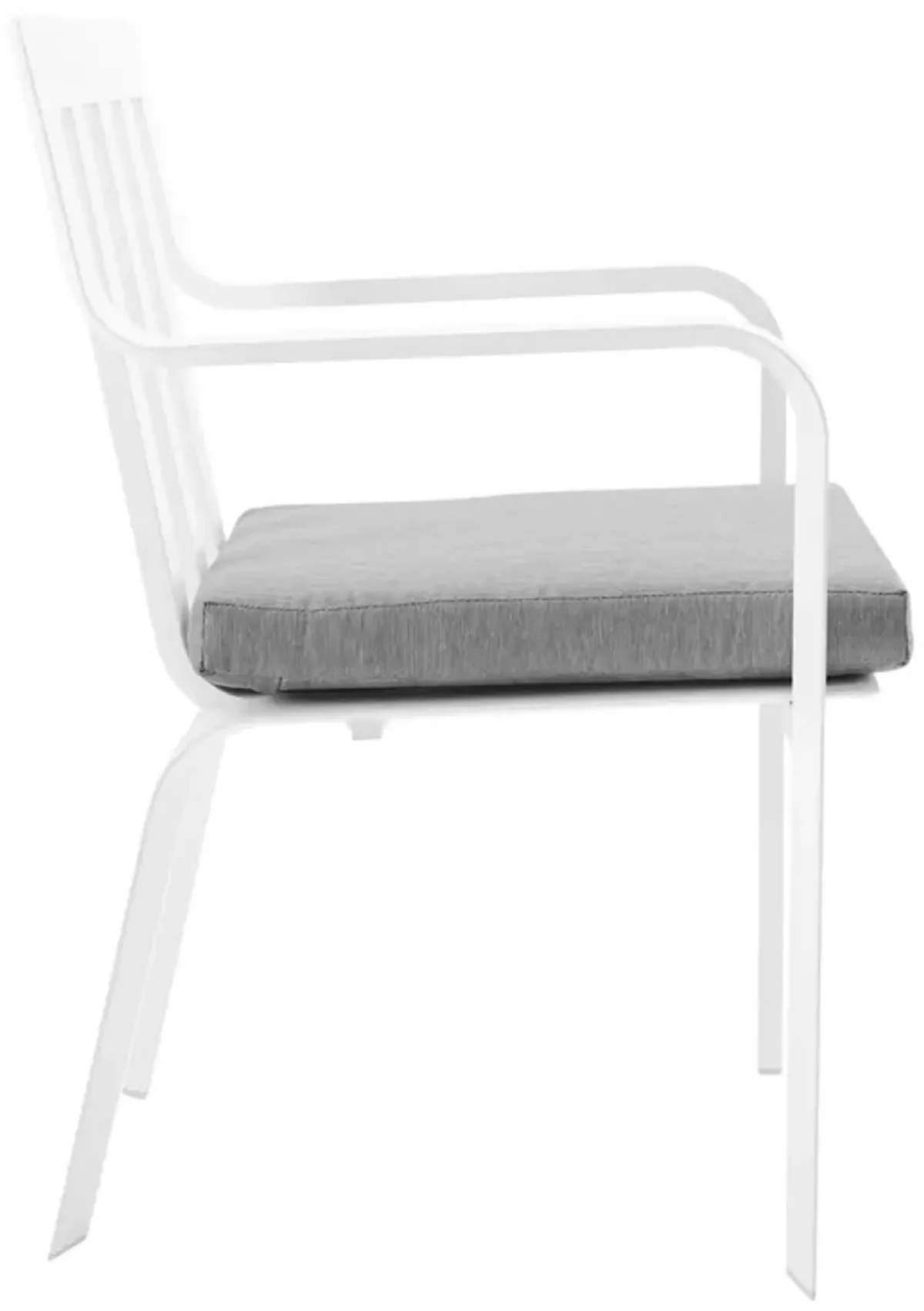 Modway Baxley 32" Modern Fabric Outdoor Patio Armchair in White/Gray (Set of 2)