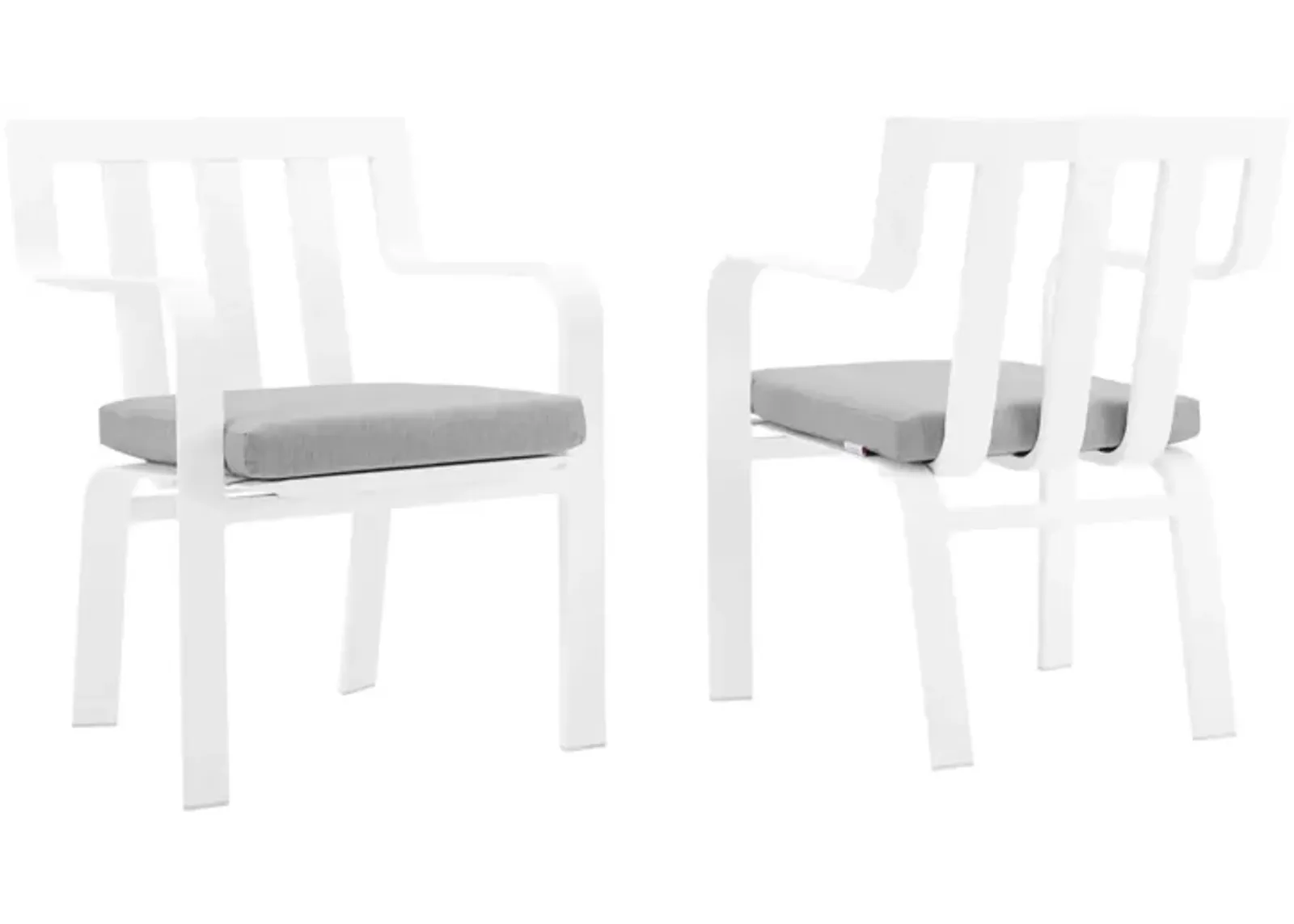 Modway Baxley 32" Modern Fabric Outdoor Patio Armchair in White/Gray (Set of 2)