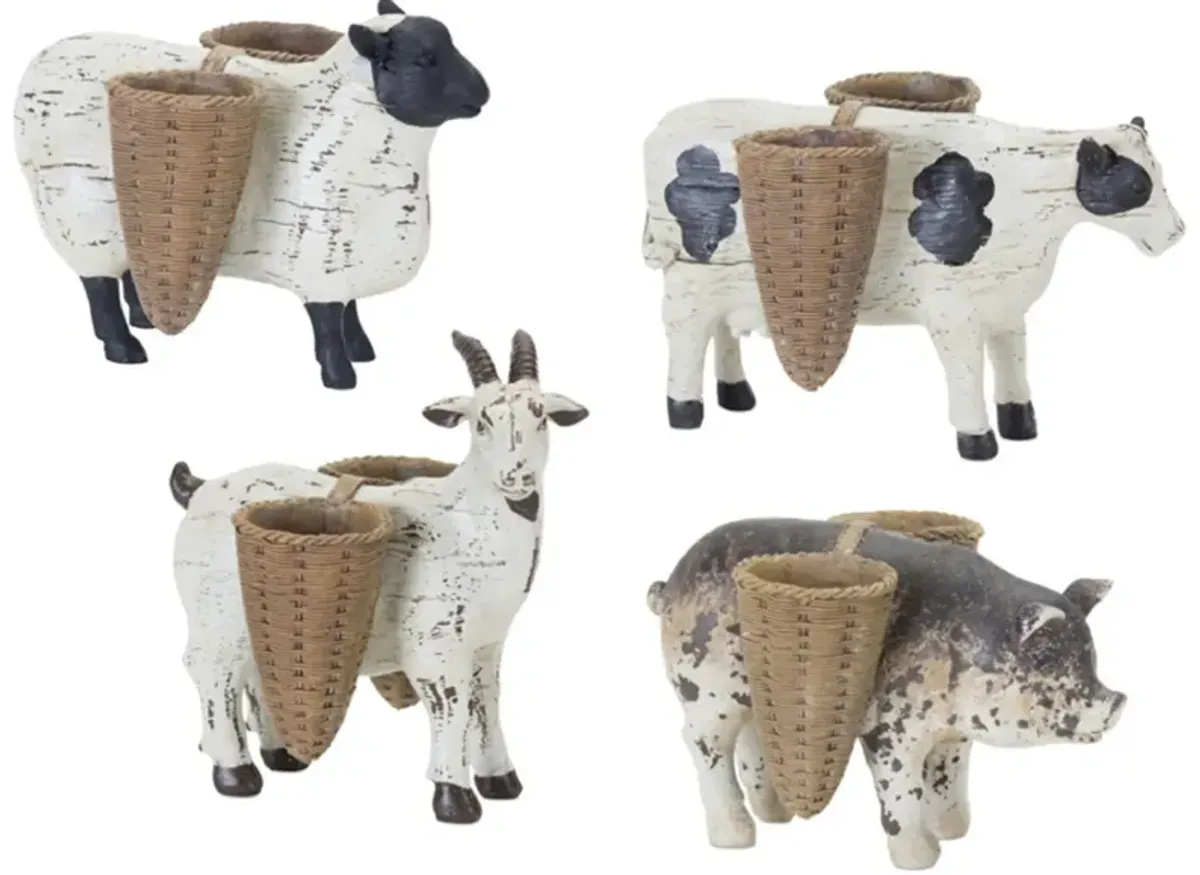 Decorative Farm Animal Figurines Set of 4 in Resin and Stone Powder