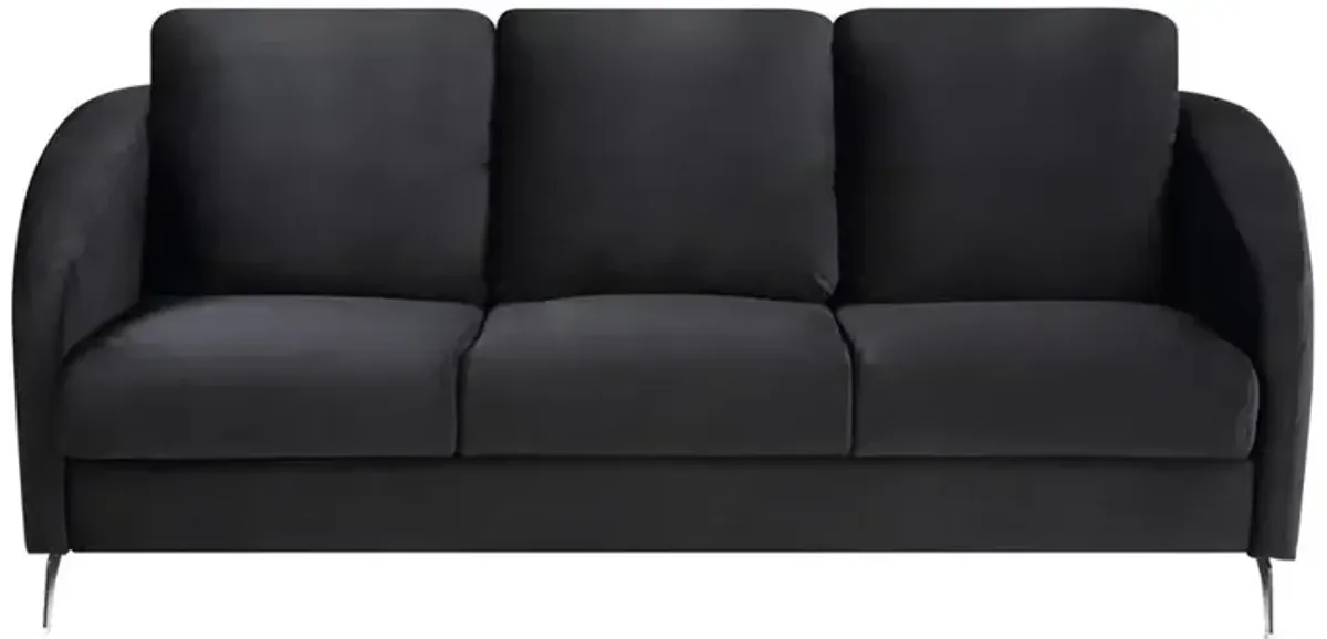 Sofia Black Velvet Modern Chic Sofa Couch