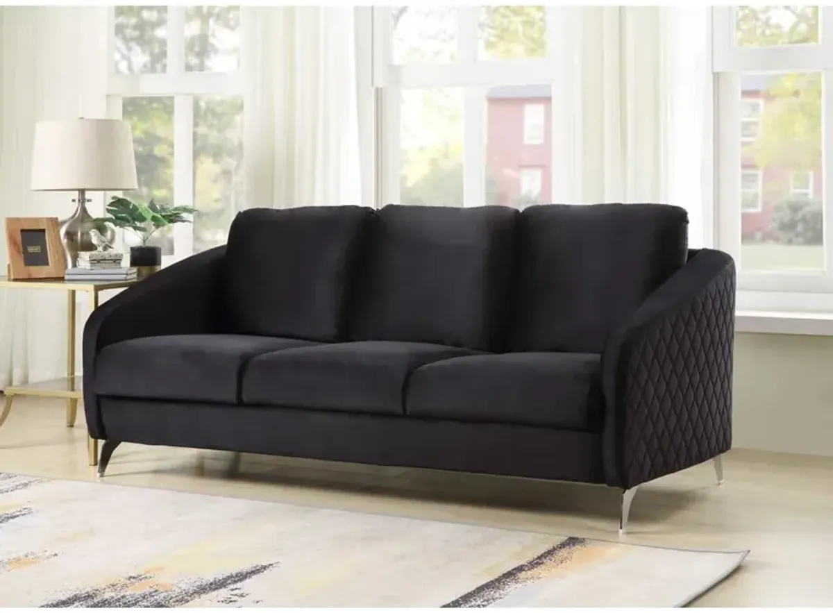 Sofia Black Velvet Modern Chic Sofa Couch