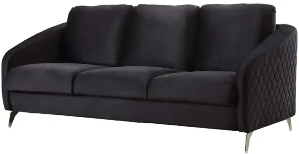 Sofia Black Velvet Modern Chic Sofa Couch