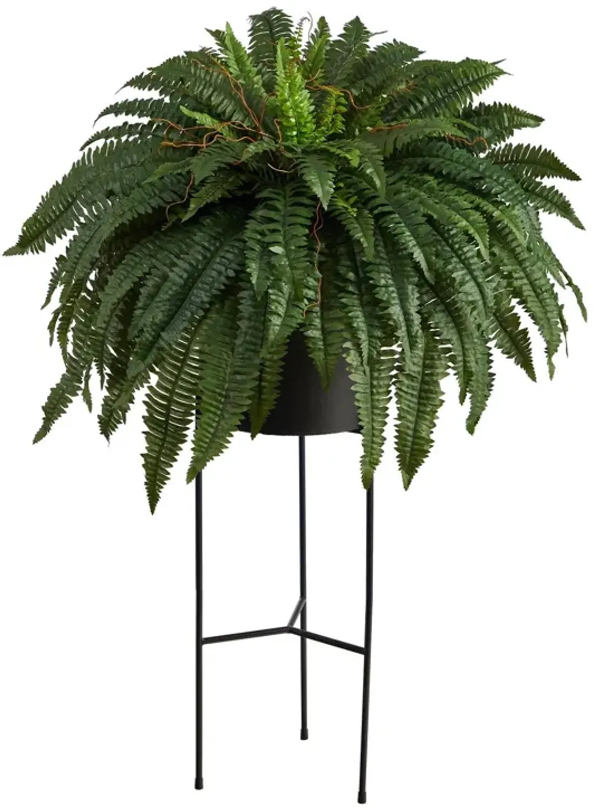 Nearly Natural 51-in Boston Fern Artificial Plant in Black Planter with Stand