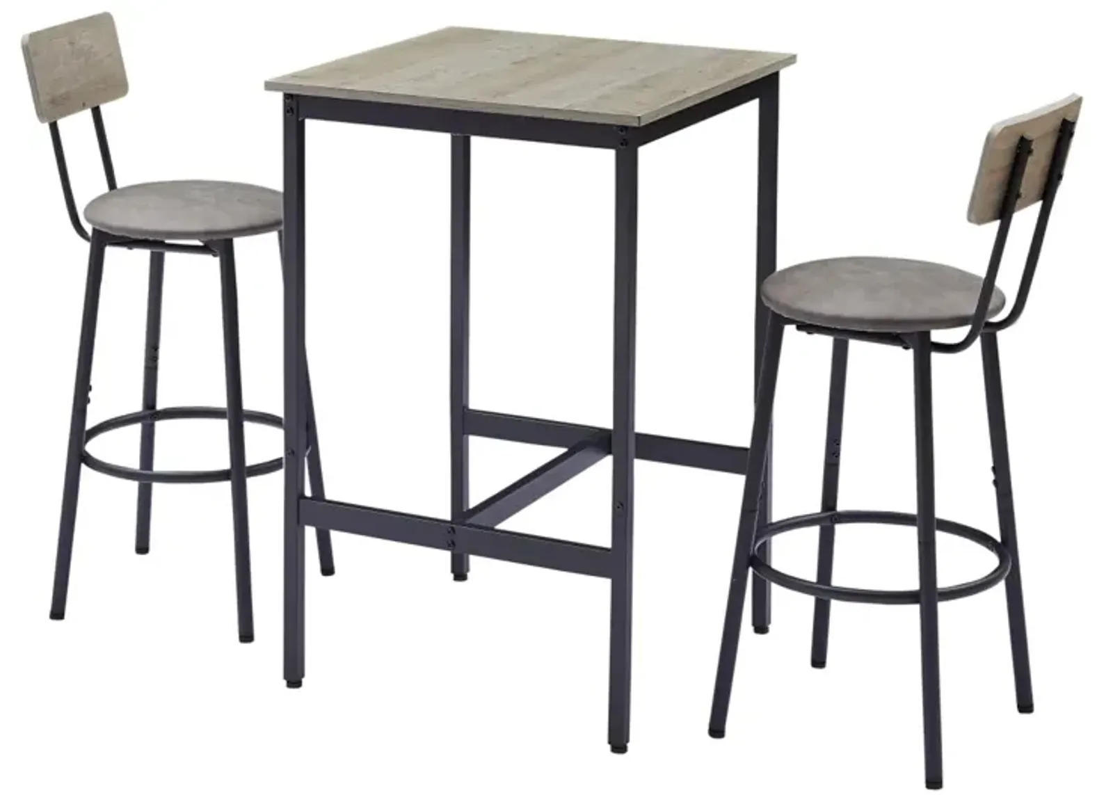 Bar Table Set With 2 Bar Stools PU Soft Seat With Backrest23.62"W X 23.62"D X 35.43