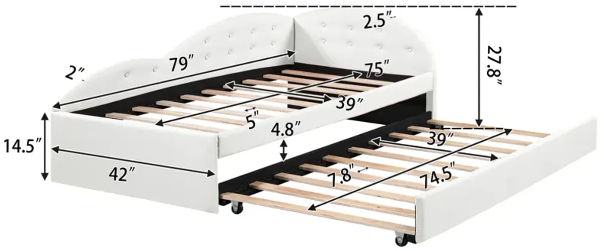 Merax PU Tufted Daybed with Trundle