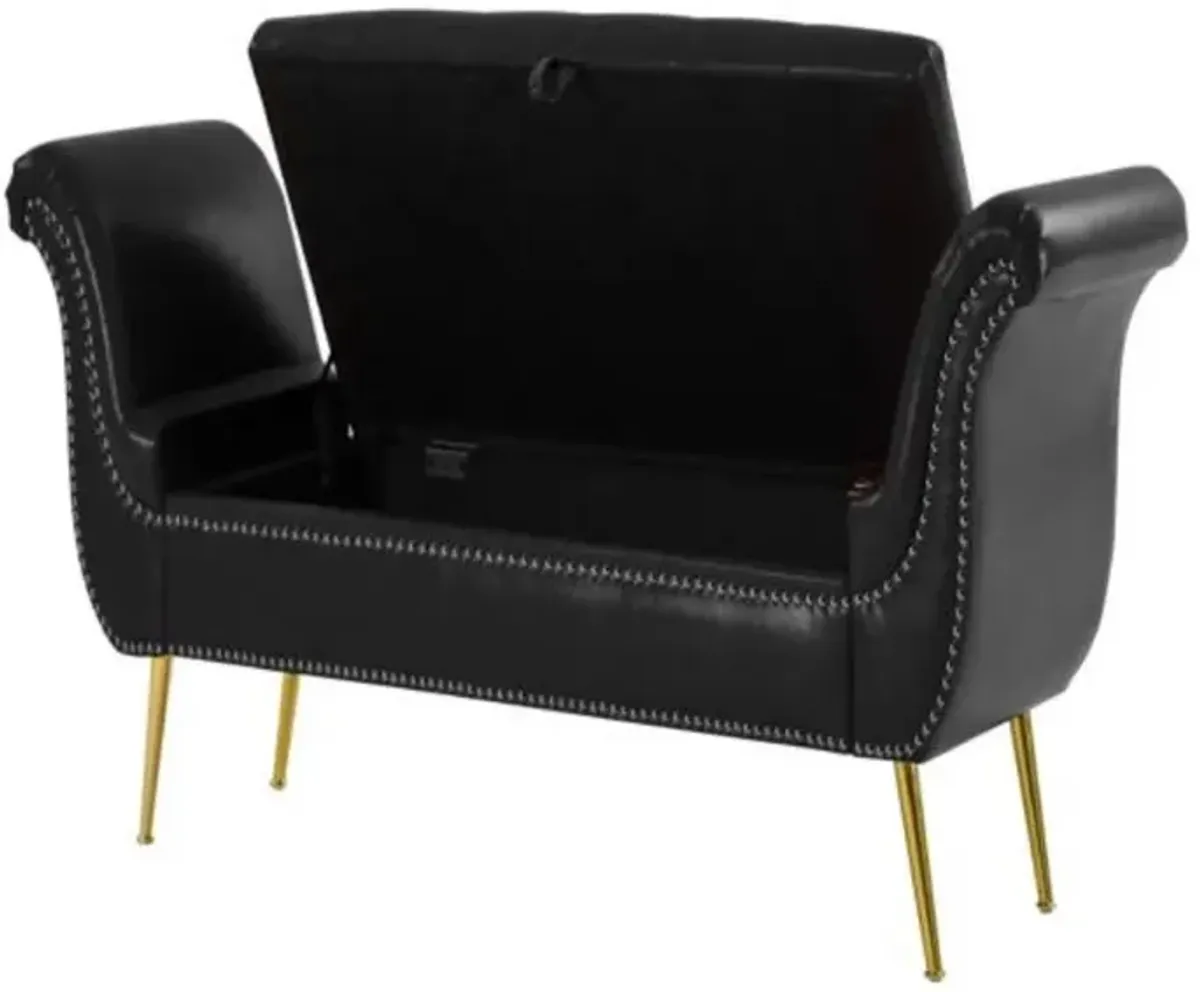 PU Leather Upholstered Storage Ottoman Bench with Flip Top and Metal Feet