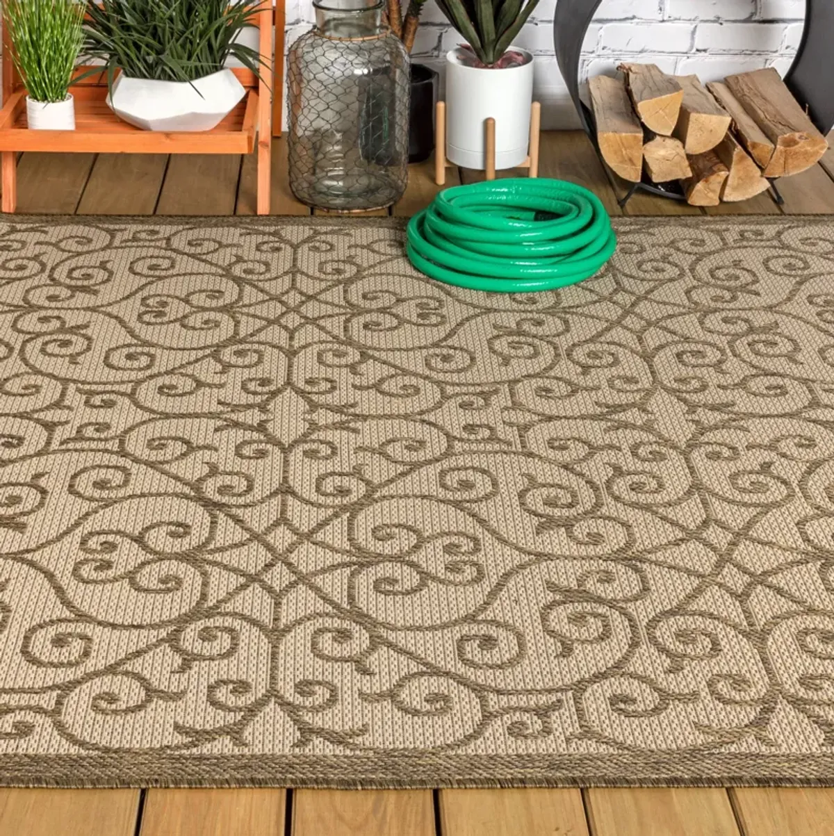 Madrid Vintage Filigree Textured Weave Indoor/Outdoor Area Rug