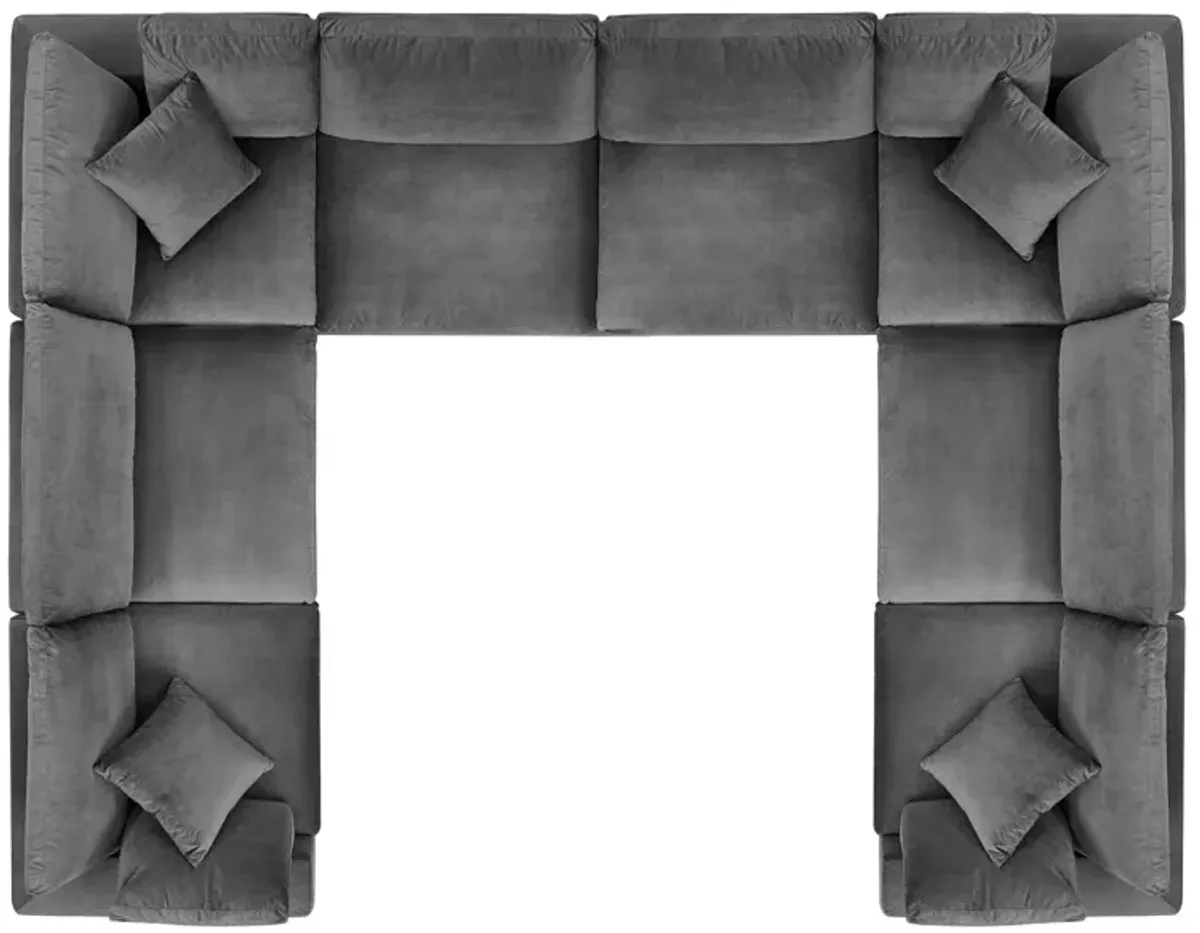 Commix Down Filled Overstuffed Performance Velvet 8-Piece Sectional Sofa