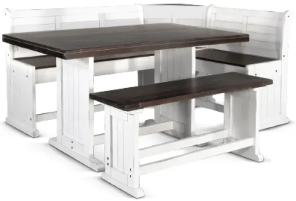 Orso 4pc Counter Height Breakfast Nook Dining Table, Off White Brown