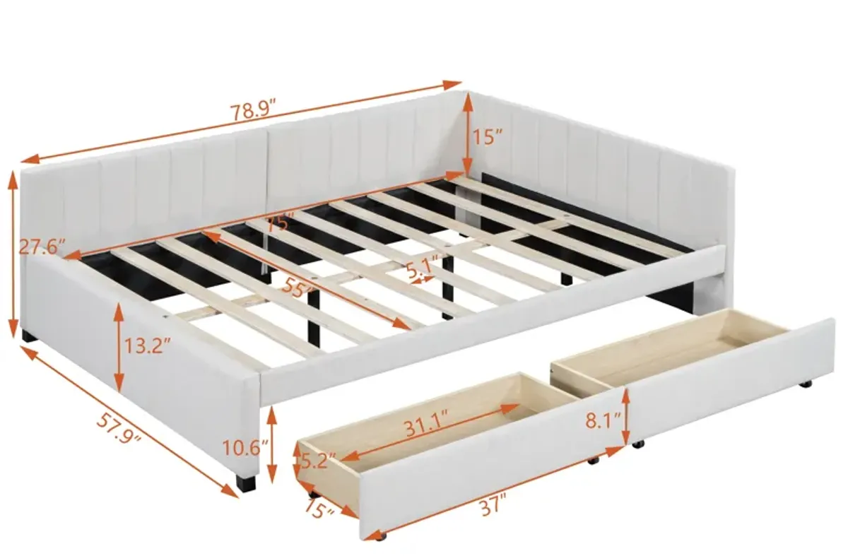 Merax Upholstered Daybed with 2 Storage Drawers