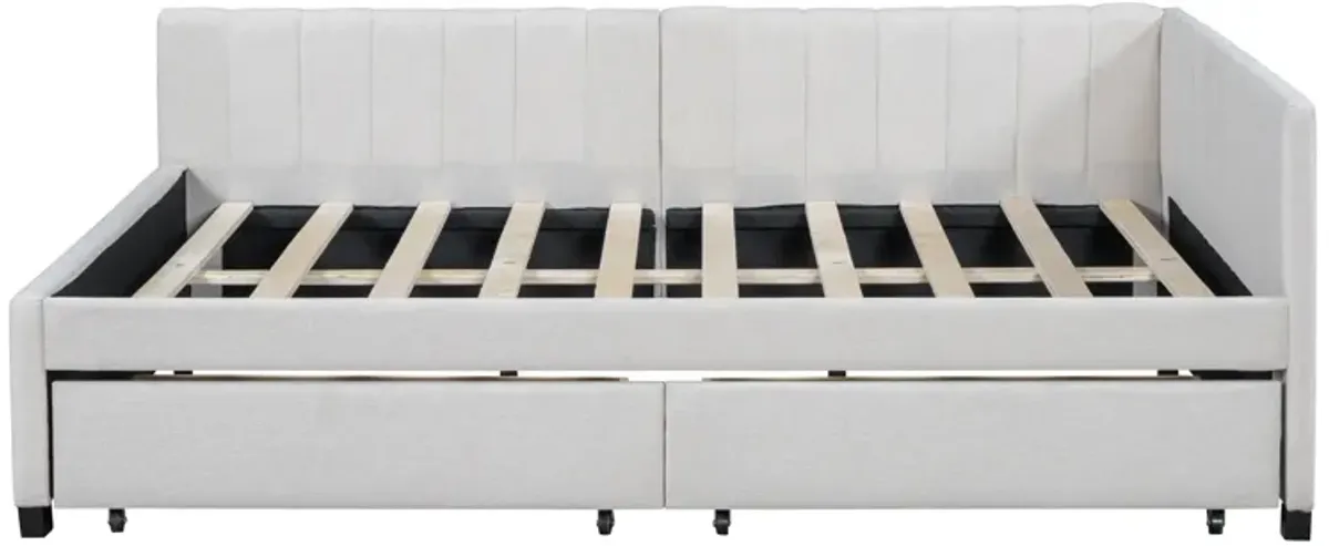 Merax Upholstered Daybed with 2 Storage Drawers