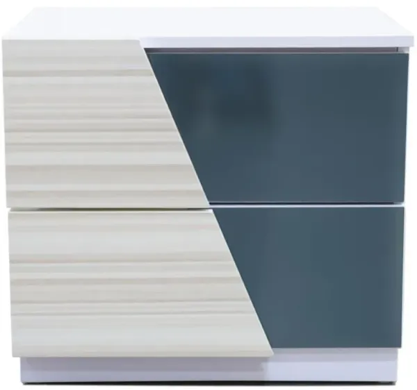 Best Master Furniture Best Master Manchester 2-Drawer Poplar Wood Bedroom Nightstand in Zebra/White