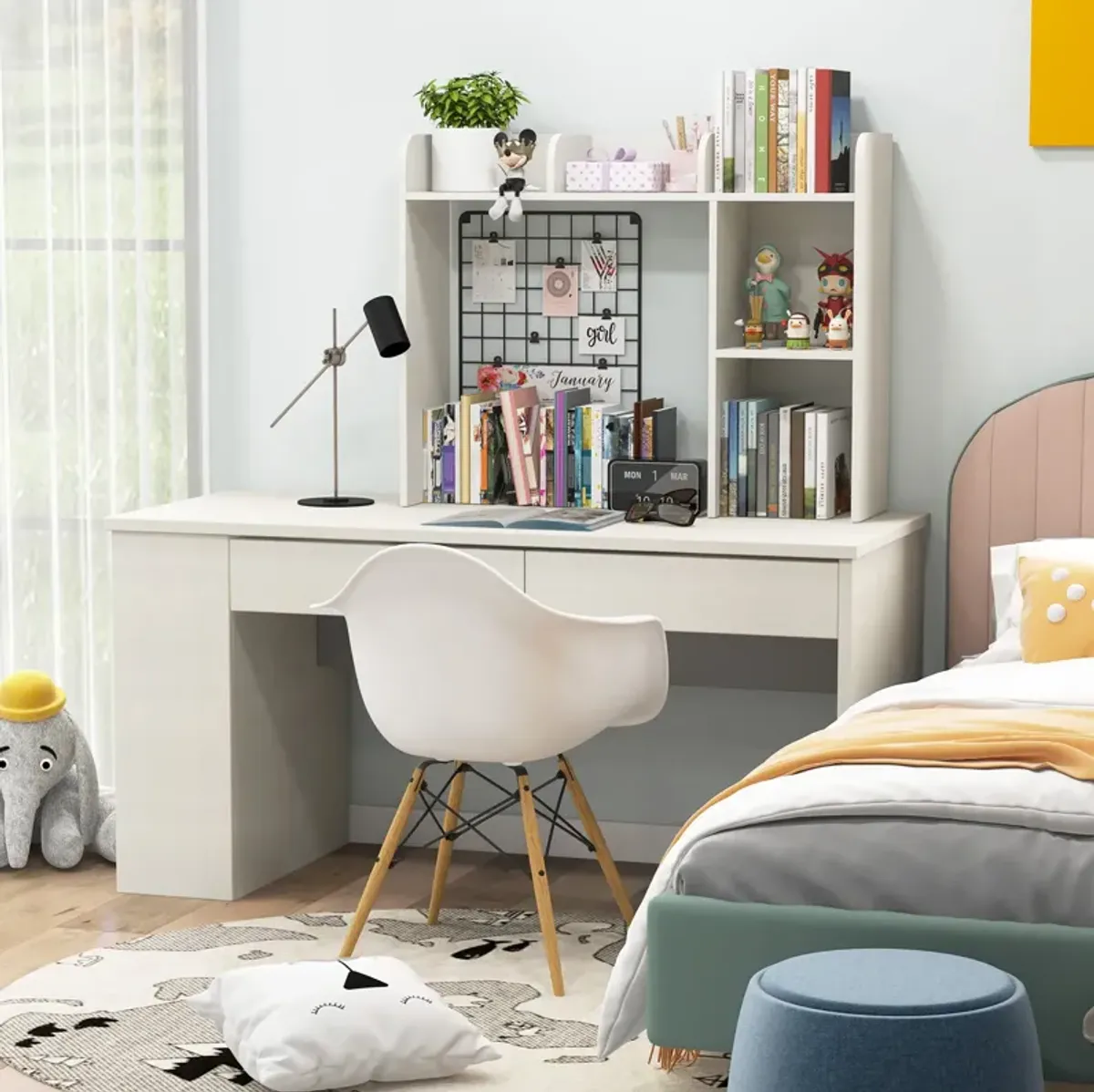 3-Tier Desk Bookshelf with 4 Open Shelves, Multipurpose Storage for Home or Office