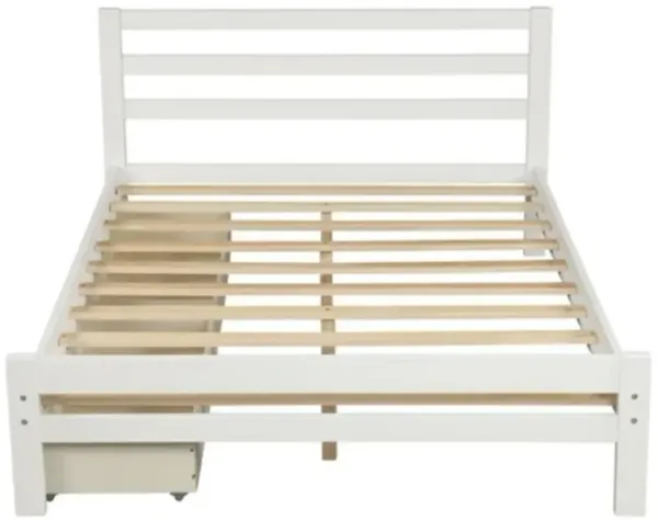 Modern Low Profile Bed Frame with Built-In 2 Drawer Storage for Bedroom