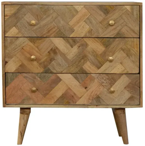 3 Drawer Zig-Zag Patterned Patchwork Chest