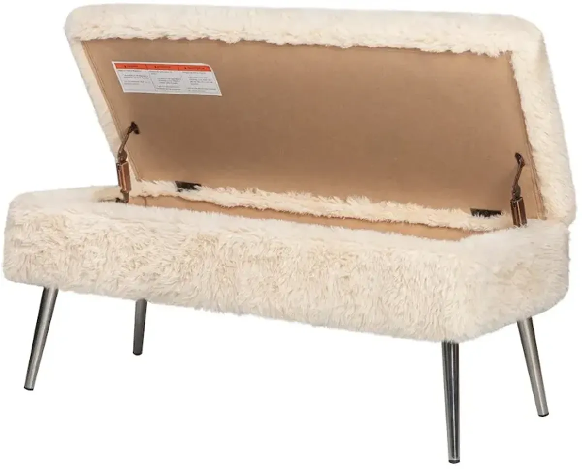 Jofran Huggy Luxury Plush Faux Fur Upholstered Storage Bench