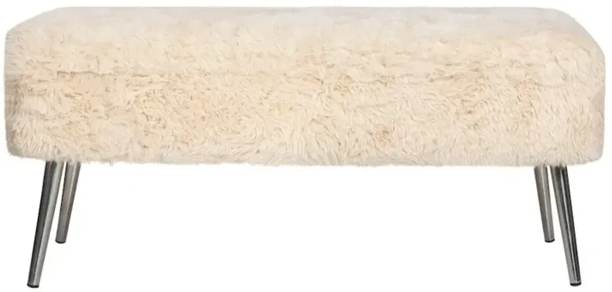 Jofran Huggy Luxury Plush Faux Fur Upholstered Storage Bench