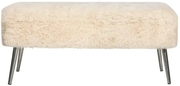 Jofran Huggy Luxury Plush Faux Fur Upholstered Storage Bench