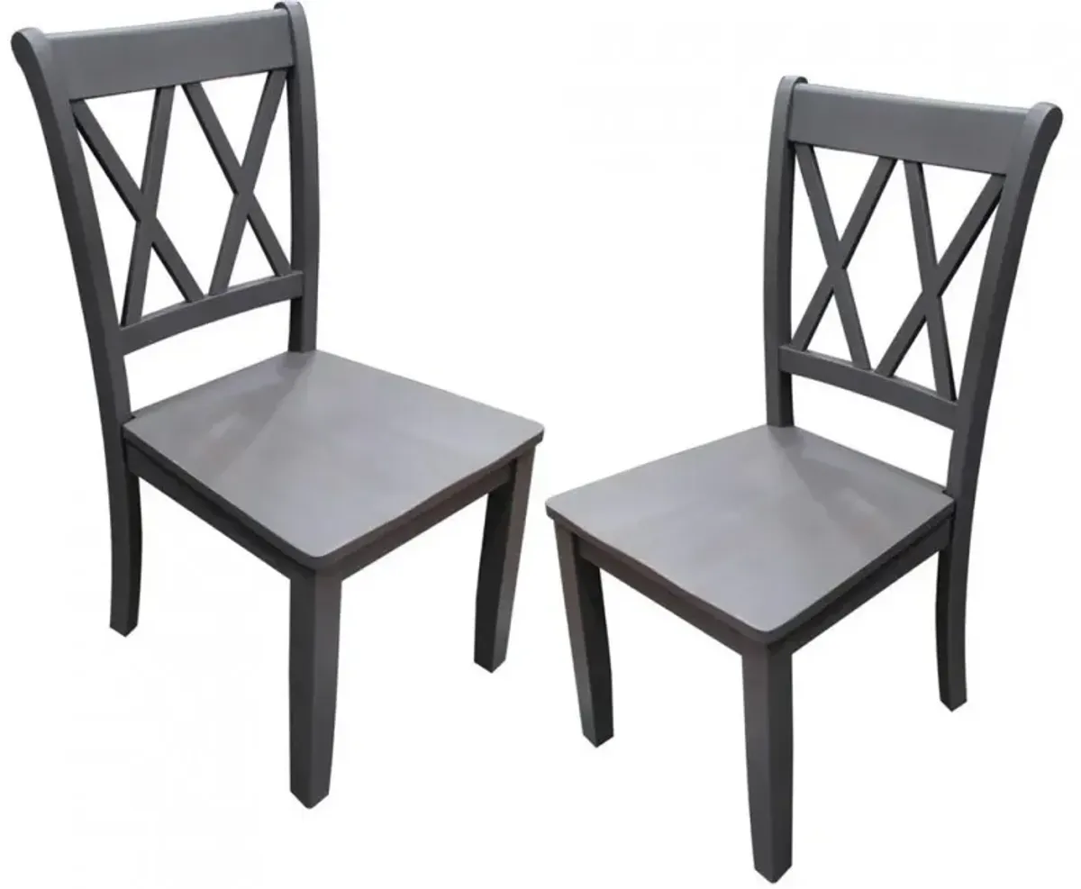 Best Master Luxembourg Solid Wood Dining Side Chair in Rustic Gray (Set of 2)