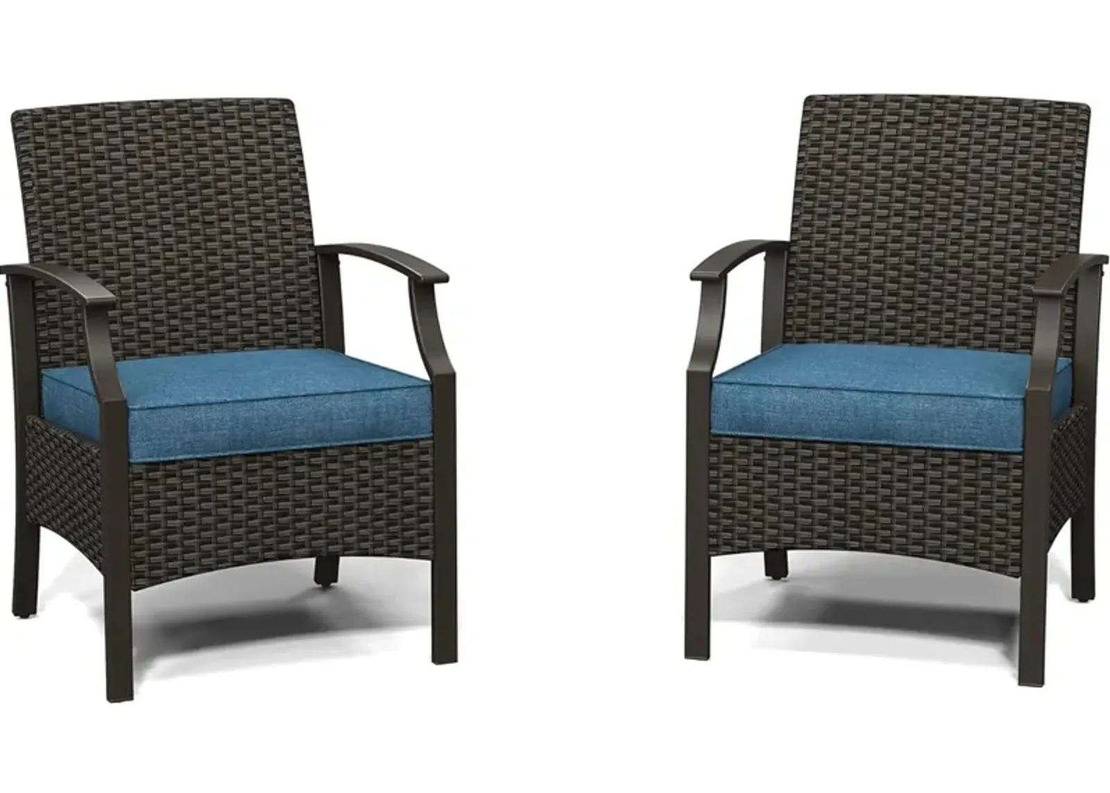 MONDAWE Wicker Formal Dinning Chair With Cushions In Metal Frame (Set of 2)