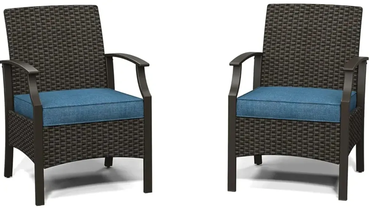 MONDAWE Wicker Formal Dinning Chair With Cushions In Metal Frame (Set of 2)