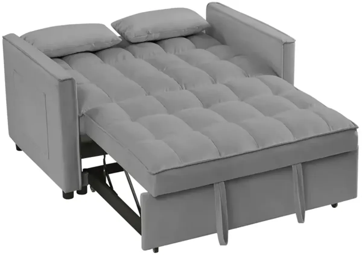 Grey Velvet Loveseat Sofa Bed