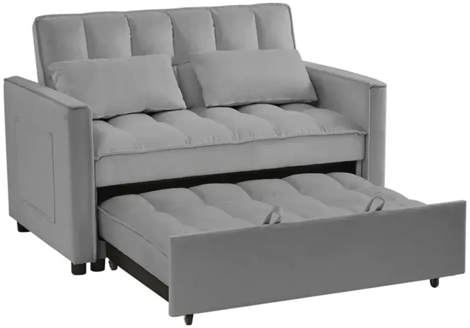 Grey Velvet Loveseat Sofa Bed