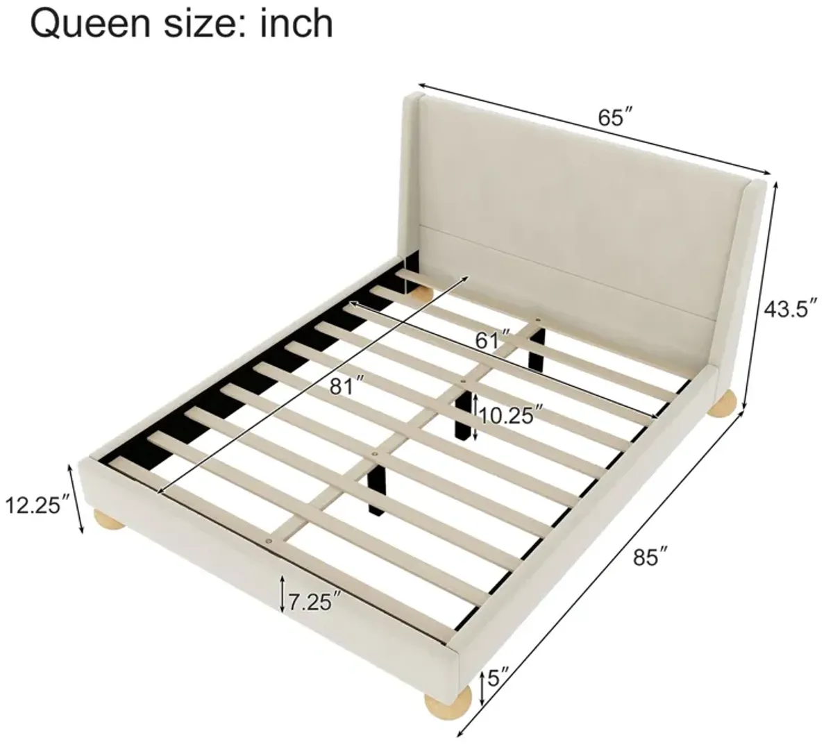 Merax Modern Velvet Upholstered Platform Bed