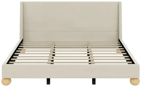 Merax Modern Velvet Upholstered Platform Bed