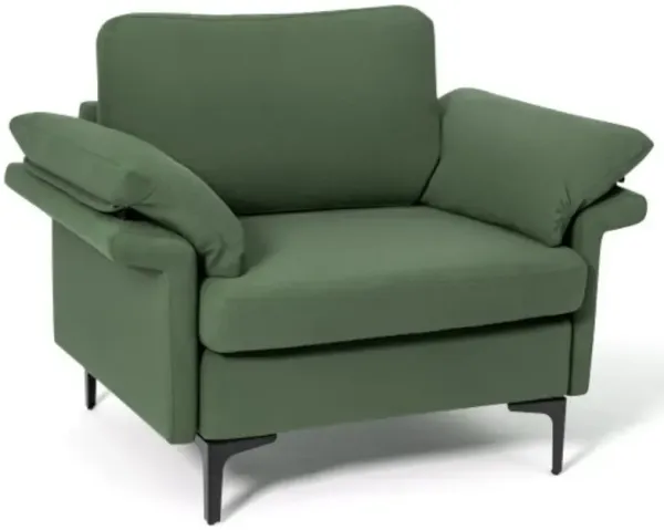 Hivago Modern Fabric Accent Armchair with Original Distributed Spring and Armrest Cushions-Rust Red