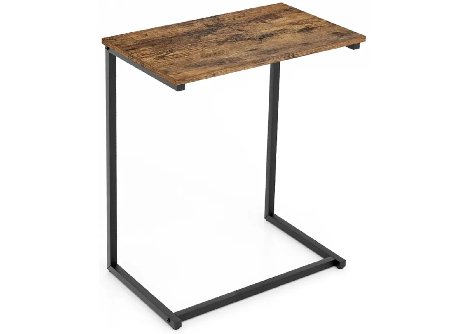 C-Shaped Industrial End Table with Sturdy Metal Frame – Modern Home Accent Furniture