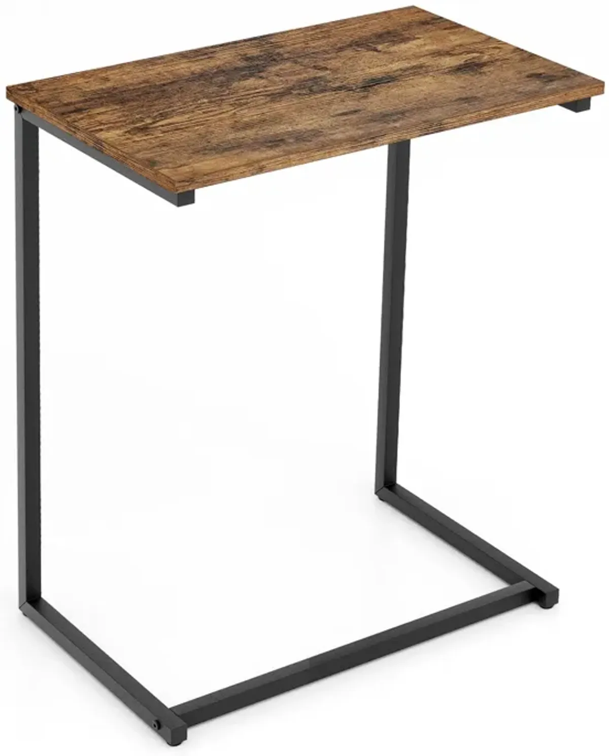 C-Shaped Industrial End Table with Sturdy Metal Frame – Modern Home Accent Furniture