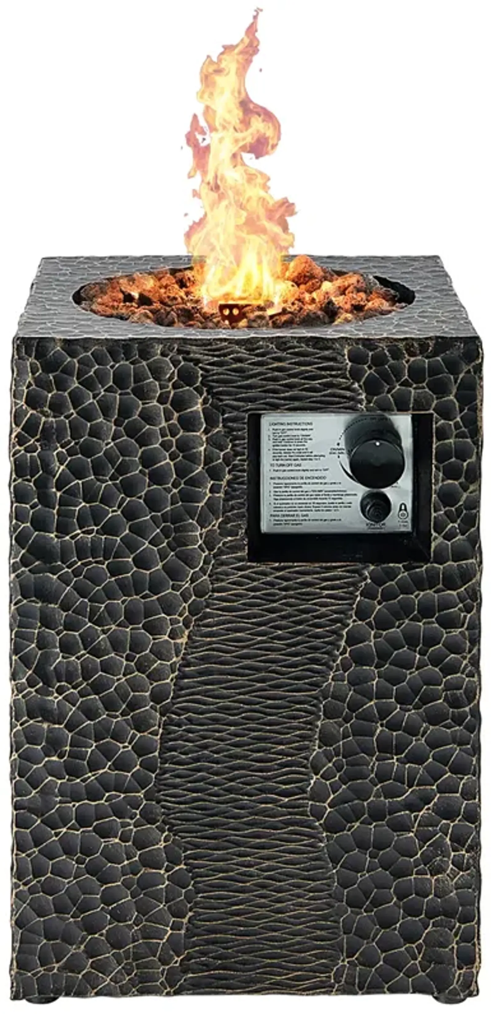 16 Feet Square Outdoor Propane Fire Pit with Lava Rocks Waterproof Cover 30 000 BTU