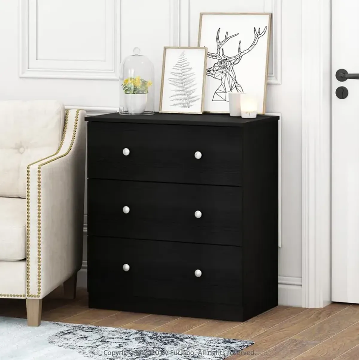 Furinno Tidur Simple Design 3-Drawer Dresser, Americano