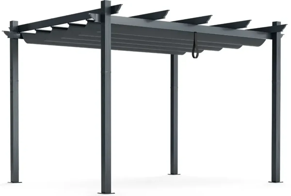 10x12 Feet Outdoor Aluminum Retractable Pergola Canopy Shelter with Grape Trellis