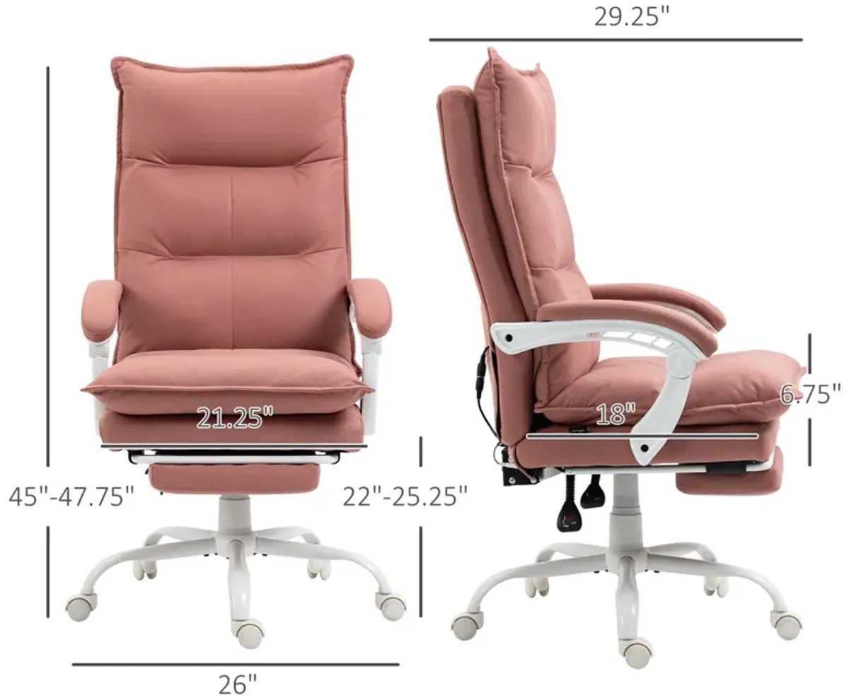 Pink Microfiber Heated Recliner: 6 Vibration Points, Footrest