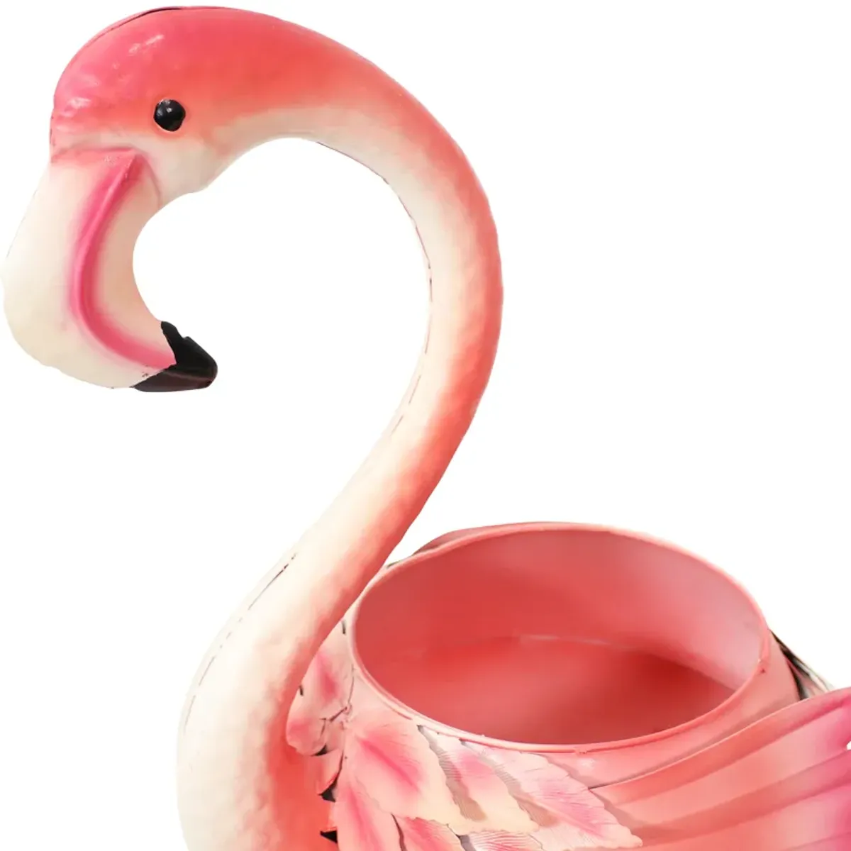 Sunnydaze Iron Sheet Pink Flamingo Outdoor Statue with Flowerpot