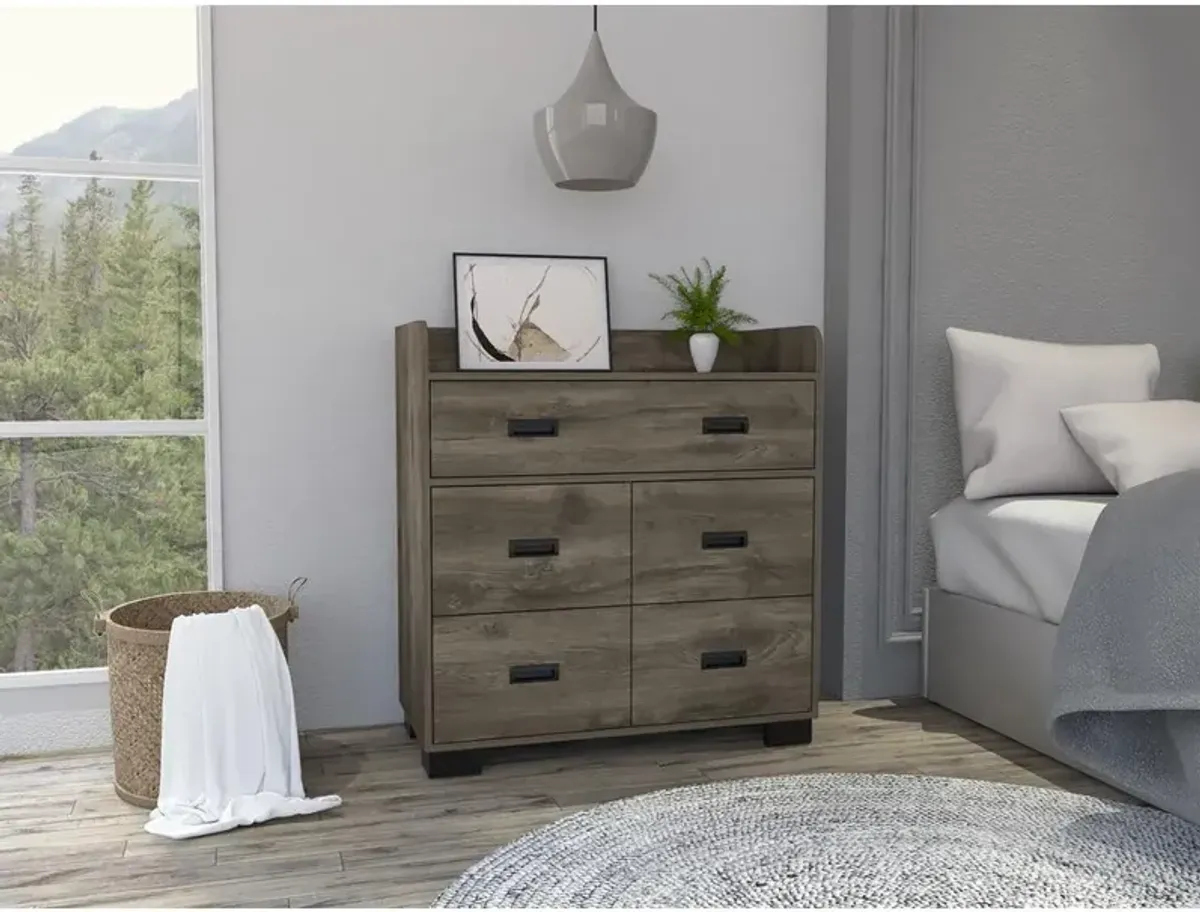 DEPOT E-SHOP Neptune Dresser, One Ample Drawer, Four Drawers, Four Legs, Countertop, Dark Brown, For Bedroom