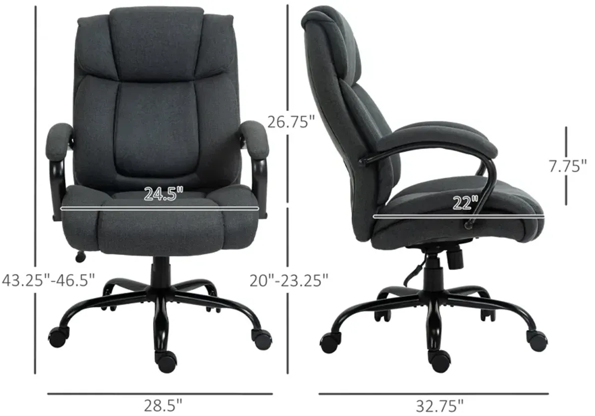 Charcoal Grey Task Giant: 484lbs Capacity Linen Fabric Office Chair